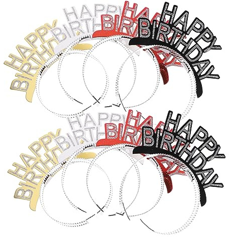 UPKOCH 8 Stück Teiliges Geburtstags Stirnband Papier Kopfschmuck in Gold Silber Schwarz Rot Leicht und Bequem für Erwachsene Partydekoration Festlicher Geburtstags Kopfschmuck