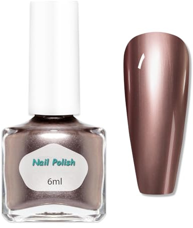 Virellay Metallic Nagellack - 6ML Metallic Spiegel Nagellack Chrom, Schnell Trocknend, Quick Dry High Gloss Mirror Nail Polish für Anfänger DIY Maniküre(Champagne, 6ML)
