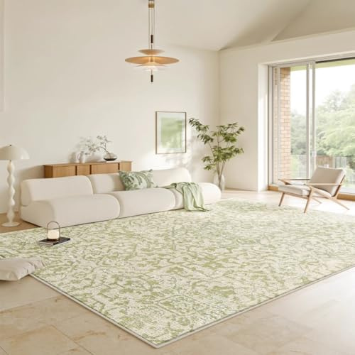 RBQIZVW In- & Outdoor Teppich Grün 140x200 cm - Teppiche Strapazierfähig für Balkon Terrasse Garten - Küchenteppich & Wohnzimmerteppich - Botanical, Floral Shabby Chic, Teppich Vintage Abstrakt
