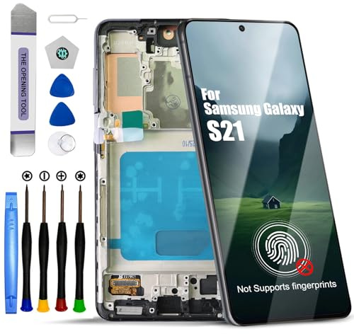 DTD Écran pour Samsung Galaxy S21 5G SM-G991B, SM-G991B/DS Écran LCD de Rechange avec Outils (Noir avec Cadre, sans Reconnaissance d'empreintes digitales)