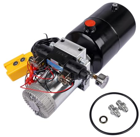 Azionamento idraulico a doppio effetto 12V GS, pompa idraulica per rimorchio ribaltabile + serbatoio metallico da 6 quarti per camper GLOSSY AUTO PARTS