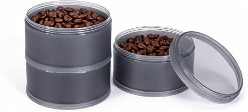 Punorric Modular Coffee Canister, Coffee Bean Storage Container for Ground Coffee Storage, Opaque Plastic Containers with Clear Lids for Backpacking or Camping