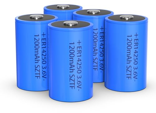 5er-Pack LS14250 Akku, 1200mAh 3,6 Volt Lithium Ionen 1/2 AA Größe Batterien für Sensor