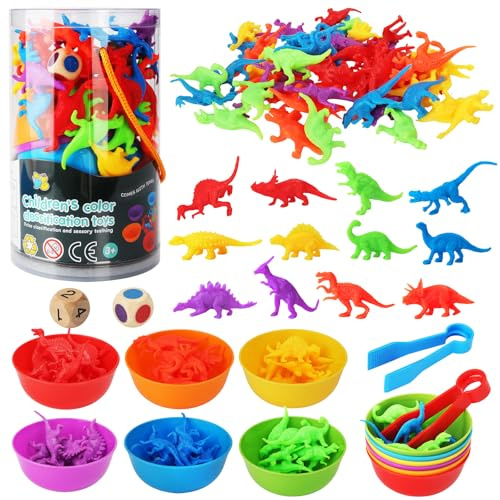 TOSUTO Jeux Montessori 2 3 4 5 Ans,Jouet pour Comptage et Tri,Jeu de Tri Motricité Fine Jouet,Jouets éducatifs avec Gobelets, dés et Pinces pour Apprendre à Compter Les Couleurs Motricité Fine