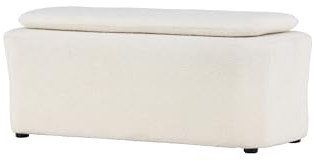 FURNLUX Ottoman, Textil Boucle, Beige, 83x53x66 cm, Schaumstoff & MDF, Sitzhöhe 46 cm