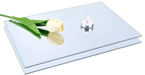 OLYCRAFT 2pz 30.5x20.3cm Piastrelle Rettangolari In Vetro A Specchio Spessore 2.5mm Specchi Decorativi In Vetro Specchio Piatto Portacandele per Parete Tavolo Matrimonio Mobile Centrotavola Fai Da Te