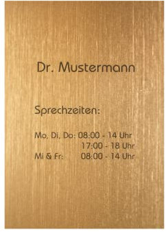 Personalisiertes Kanzleischild mit Gravur in Messing-Optik aus Acryl - 300 x 210 mm - großes Türschild, Praxisschild, Firmenschild gold-metallic