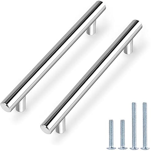 Probrico 5 PCS Polished Chrome Kitchen Drawer Knobs Hole Spacing 160mm 6.3 Furniture Cabinet Door Handles Cupboard Pull Stainless Steel