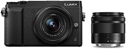 Panasonic Lumix GX80W – Hybridkamera Compact plus Objektiv Lumix 12-32 mm/35-100 mm (4/3 16 MP Sensor, doppelte Stabilisation, Sucher, Neigungsbildschirm, Touchscreen, 4K-Video) schwarz – französische