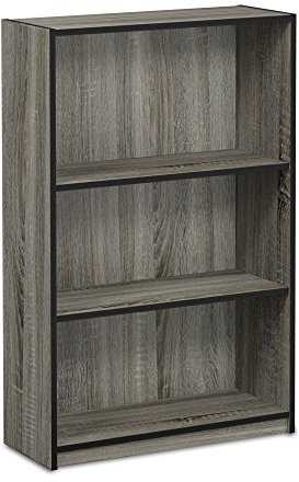Furinno JAYA Einfaches Bücherregal, Französisches Eichengrau, 24.13 x 62.23 x 102.36 cm, Französische Eiche