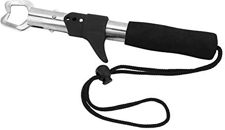 VGEBY1 Fish Lip Gripper, Stainless Steel Fish Lip Grabber Fish Grip Holder Fishing Tackle Accessory with Rope(Gun Shape)
