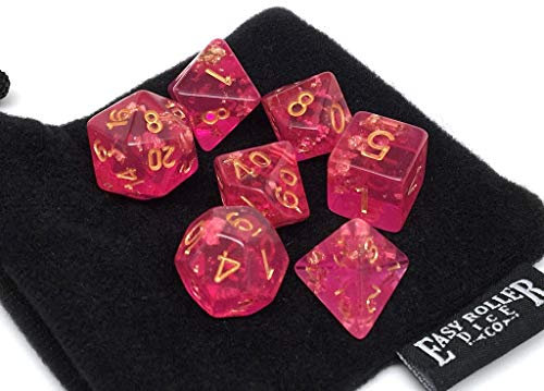 Easy Roller Dice Co. Pink Ocean Riff Polyhedral-Würfel-Set, 7-teilig, Polyhedral, inkl. Würfelbeutel