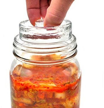 Grow Your Pantry Glass Fermentation Weights: 4-Pack of 6-oz Weights with Easy Grip Handle for Wide Mouth Mason Jars - Perfect for Safe Fermenting