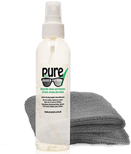 Glasses & Lens Cleaning Kit - 150ml. Contains Only Natural Ingredients. Gently Cleans All dust, Dirt, Marks and Stains from Spectacles, Sun Glasses and Reading Glasses Without harming The Coating.