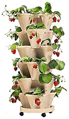 Wgwioo Macetas Apilables De Pie, Macetas para Plantar Fresas, Jardinería Estereoscópica Vertical De Plástico De Tipo Apilable, Maceta para Plantas De Interior Al Aire Libre,C