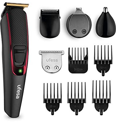 Ufesa Tondeuse Cheveux et Barbe Multi Groomer, 9 Accessoires, Nez et Oreilles, Peigne Ajustable + 4 Peignes Fixes, 13 Longueurs de Coupe, Sans Fil, Autonomie 120min