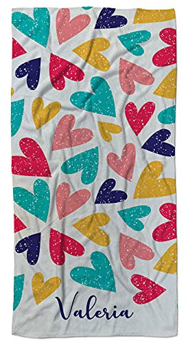 LolaPix Toalla Microfibra Personalizada. Toalla de Gimnasio, Deporte, Ducha, Playa. Superabsorvente y antibacteriana. Disponible en Varios tamaños. COLORHEART