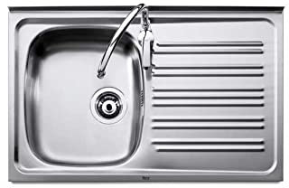 Roca A875530351 Fregadero de Empotrar 1 Cubeta 1 Escurridor Derecha, 800x490x155mm, Modelo J-351, Acero Inox