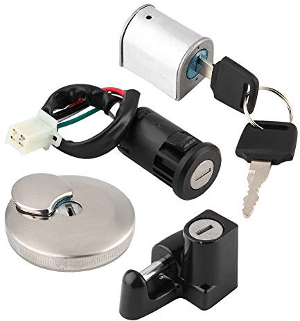 Serratura Accensione Moto ABS Plastica Lega di Alluminio Serratura Accensione Tappo Serbatoio Carburante Serratura Casco Serratura Antifurto per Monkey Ape Lock Tappo