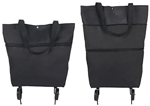 Ruiqas Faltbare Shopping Utility Trolley Tasche auf Rädern Klapp Einkaufen Resuable Lebensmittel Tasche für Shopping Reise (Schwarz)