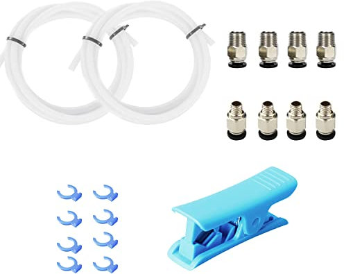 3D-Drucker-Bowdenrohr, 2 m, PTFE-Rohr, Teflon-Bowdenrohr mit hochwertigen PC4-M6 und PC4-M10 pneumatischen Armaturen, Rohrschneider, für 1,75 mm Filament Ender 3/Ender 3 V2/Ender 3 Pro/CR 10 Serie