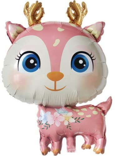 DIWULI Rentier Elch Luftballon Rosa - Tier-Ballon Deko