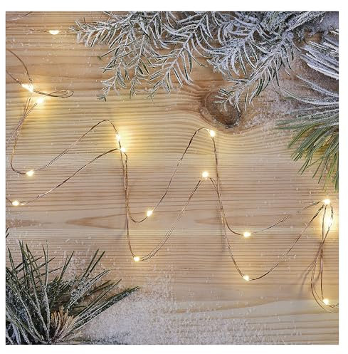 EMOS Warmweiße LED Nano-Lichterkette 1, 9 Meter, 6 Stunden Timer-Funktion, Batteriebetrieben (2x AA), Leuchtdauer 10.000, IP20 für Innenbereich, D3AW07, Warmweiß