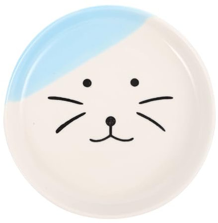 POPETPOP Shallow Pet Fatigue for Cat Nordic-style Food Washable Indoor Small Dish of Kitten Blue Household Dispenser Dog Bowl Reusable Ceramic Saucer Feeding Plate Basin Whisker Wide