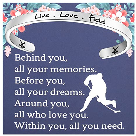FEELMEM Feldhockey-Spieler-Schmuck, Live Love, Feldhockey-Schmuck, Feldhockey-Schmuck, Hockey-Trainer, Geschenk, Hockey-Mams-Schmuck, Edelstahl