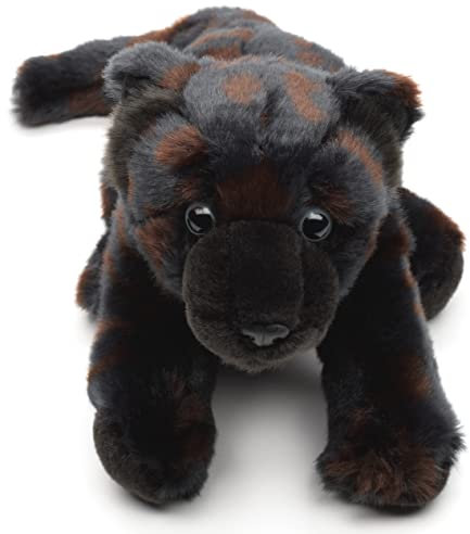 Uni-Toys - Schwarzer Panther, sitzend - 25 cm (Länge) - Plüsch-Wildtier - Plüschtier, Kuscheltier, Schwarz