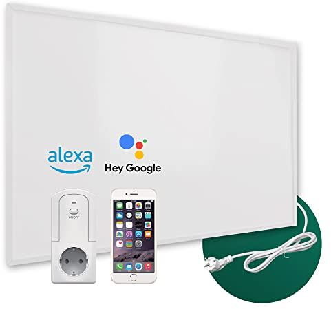 Ecowelle Riscaldamento a infrarossi Classic bianco 700 Watt + 10 anni di garanzia + Made in Germany + doppia protezione contro il surriscaldamento con termostato
