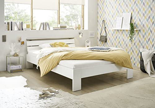 möbelando Bett Nizza in Weiß. Abmessungen (BxHxT) 145x73x213 cm