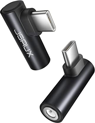 JSAUX 2 Pack Right Angle USB C to 3.5mm Audio Adapter, Type USB C to Headphone Jack Dongle Aux Adapter Compatible with Samsung Galaxy S24/S23/S22/S21/S20 Ultra, iPad Pro, Pixel, iPhone 16/15/14