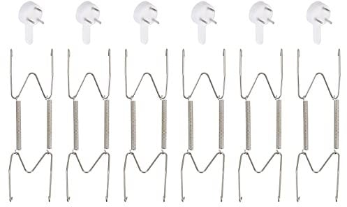 sourcing map 6Pcs Plate Hanger, 6 Inch Stainless Steel Invisible Wall Plate Hangers with 6Pcs Wall Hooks for Decorative Plates, Silver