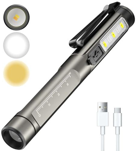 Pupillenleuchte Medizin Penlight, Diagnostikleuchte Mit Seitenlichtern, Wiederaufladbare USB Diagnostikleuchte Stiftlampe, Kleine Und Tragbare Taschenlampe Mit Datenkabel, Für Wandern, Unterrichten