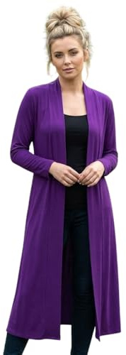 LUXFAB Women’s Plus Size Maxi Long Cardigan UK | Floaty Full Sleeve Open Front Coatigan | Lightweight Collared Duster Jacket | Ladies Longline Cover Up Sizes 8-26
