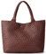 JOTOFIT Gewebte Tasche für Damen, modische Schultertasche mit Tragegriff oben, weiches veganes Leder, Kaffee, Einheitsgröße