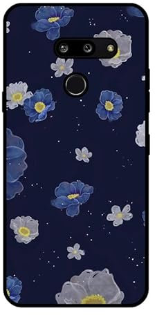 KARTXITAI Hülle Kompatibel mit LG G8/G8 ThinQ, Stoßfeste Schutzhülle mit Weiche Silikon Bumper Case Handyhülle Anti-Kratzt Leichtes Matt Finish Rückseite - Blaue und weiße Blumen