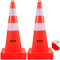 VEVOR Safety Cones, 6 x 28 Traffic Cones, PVC Orange Construction Cones, 2 Reflective Collars Traffic Cones with Weighted Base and Hand-Held Ring Used for Traffic Control, Driveway Road Parking
