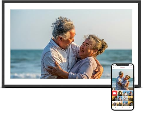 Digital Picture Frame, 15.6 Inch Large Frameo Digital Photo Frame WiFi, 32GB, 1920 * 1080 IPS HD Touch Screen, Tabletop&Wall-Mounted, Share Picture Video, Birthday, Wedding, for Mom
