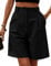 Zeagoo Damen Shorts Elegant Knielang Kurzhose Breites Bein Sommershort Hohe Taille Business Short Schwarz M