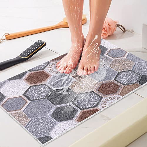 Duschmatte rutschfest 40x60 cm: Weich Komfort Antirutschmatte Dusche mit Ablauflöchern, PVC-Luffa Massage Badematte, Duschwanneneinlage rutschfest für Senioren und Kinder