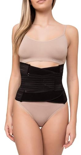 Channo Bauchgurt - Robuster Gürtel mit Doppelklett, ideal als Rückbildungsgürtel nach der Geburt, Postpartum Bauchwickel und Bauchgurt für die Zeit nach der Geburt - Packung mit 1, Schwarz, L/XL