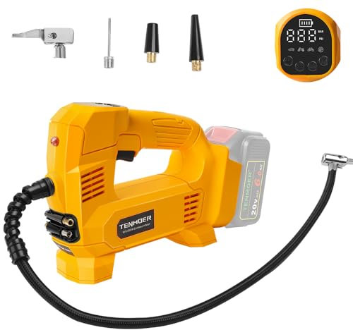 TENMOER Tire Inflator Air Compressor for Dewalt 20V Battery, 150PSI Portable Air Pump with Digital Pressure Gauge for Car,Motorcycle,Bicycle Balls (Too Only,No Battery)