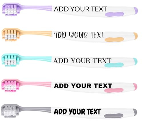 FCQIANKM Personalisierte weiche Zahnbürsten für Erwachsene, 5er-Pack, benutzerdefinierter Name oder Textsymbol, Ultra Clean (5)