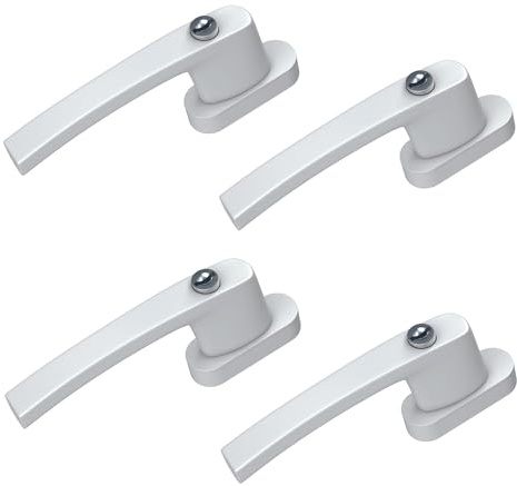 BASI | 4er Set Fenstergriff abschließbar | Farbe Weiß oder Silber | Aluminium | Balkontürgriff | Kindersicherung | Stiftlänge 35 mm | Griff für Fenster Terassentür | 4 Stück | 8 Schlüssel