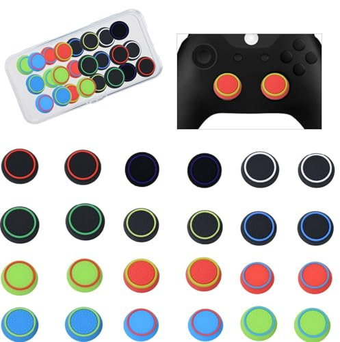 Cozevdnt 24 Stück Controller Zubehör, Thumbstick Kappen Grip, Sticks Joystick Schutz Aufsätze, Universelles Gaming Zubehör für PS3, PS4, PS5 Controller, Erhöhte Präzision und Langlebigkeit