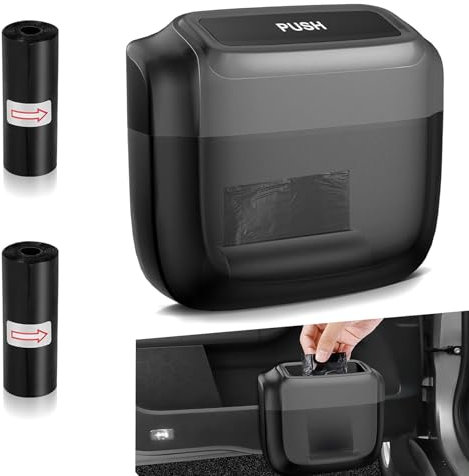 tyokas Auto Mülleimer mit Deckel Mini Mülleimer Auto Integrierter Einbau Müllbeutel Auto Wasserdicht Mülleimer Innenraum Zubehör für Autos Geeignet für die Innenreinigung Mülllagerung(Schwarz)