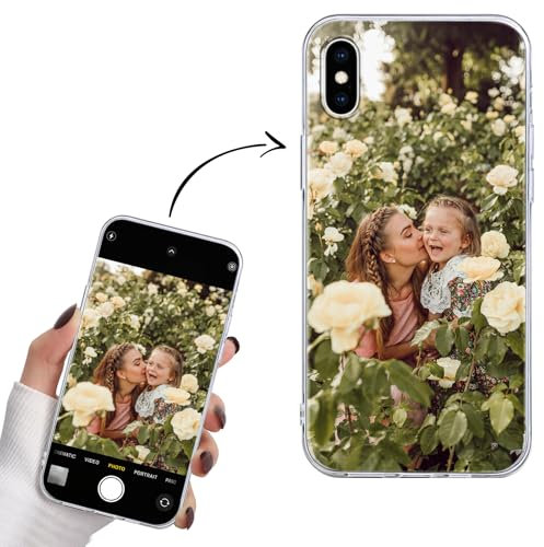 Yoedge Personalised Phone Case for iPhone XS Max 6.5, Personalised Image Photo Custom Design Flexible Soft TPU Silicone Rubber Shockproof Bumper Cover for Girls Women for iPhone XS Max, Transparent