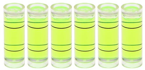 sourcing map 6pcs Small Cylindrical Bubble Level Vials 10x30mm PMMA Mini Horizontal Bubble Spirit Level Measuring Layout Tools for RV TV Picture Frame Hanging Tool Leveler
